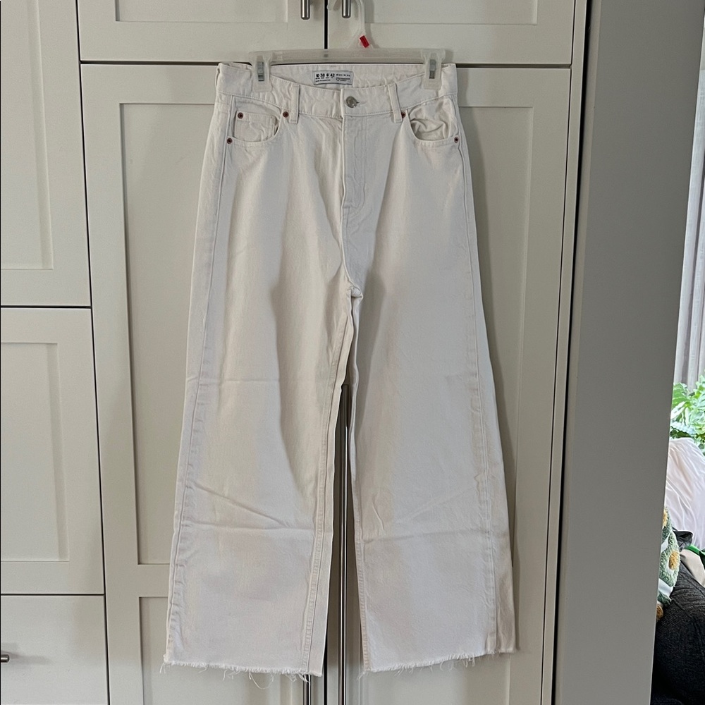 Denim&Co Cream Wide Leg Flare Jeans